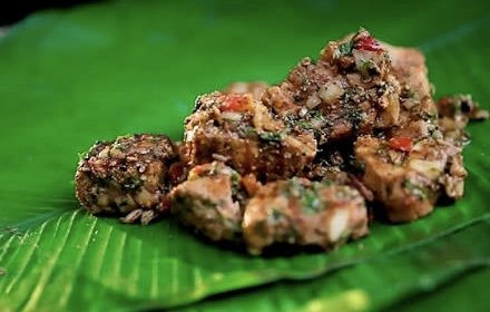 Guatemalan traditional cuisine on banana leaf