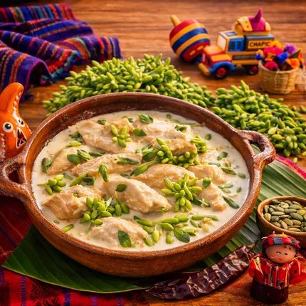 Traditional Guatemalan dish served in clay pottery
